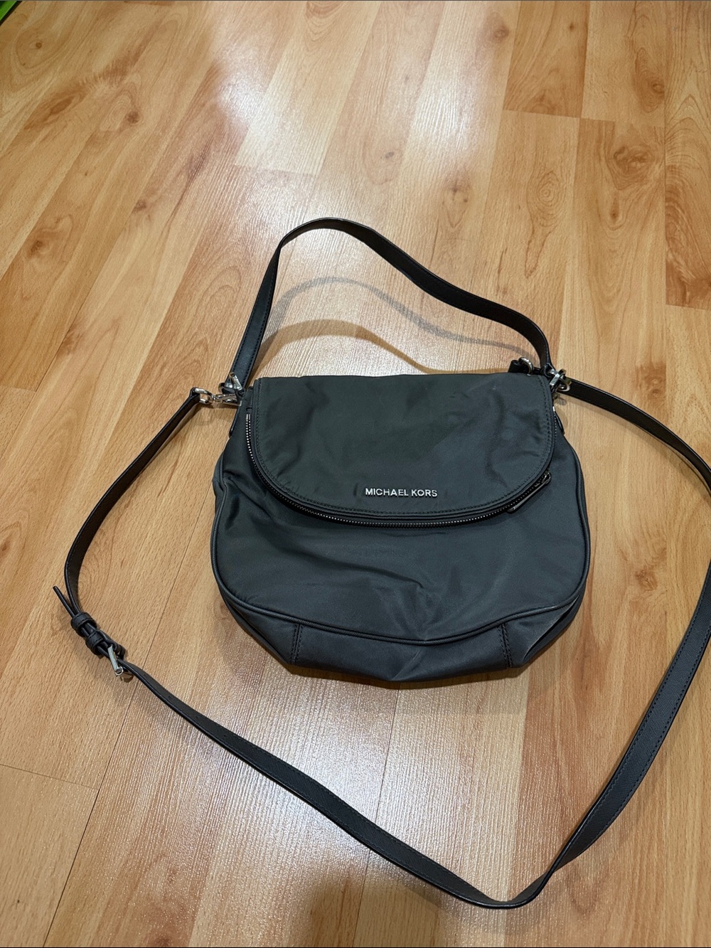 Michael Kors Black Nylon Flap Crossbody
